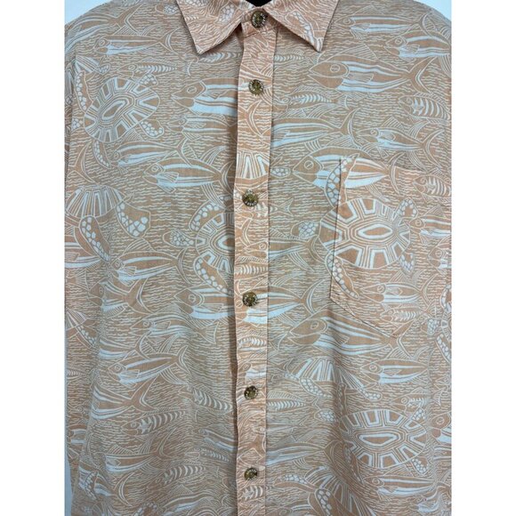 Cooke Street Honolulu Mens Short Sleeve Button Medium M Hawaiian Tribal EUC - Picture 4 of 8